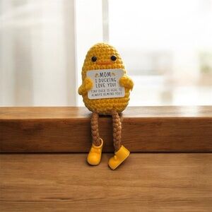 Crochet Duck Cute with Sign NWT